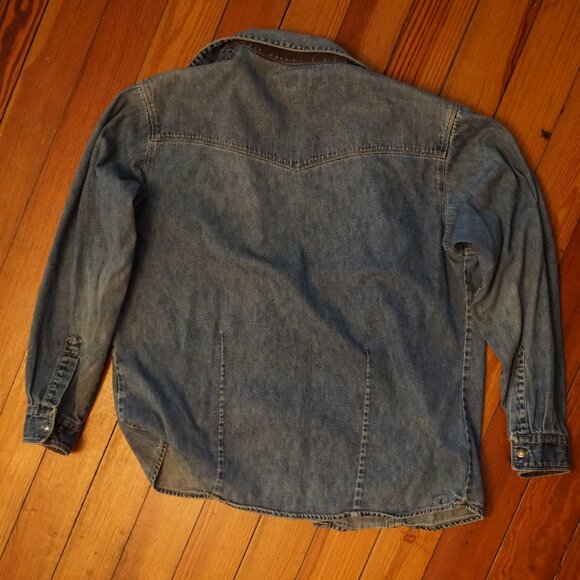 Vintage Wrangler Denim Western-Wild Horses Long Sleeve Button Up Shirt L - Picture 5 of 9